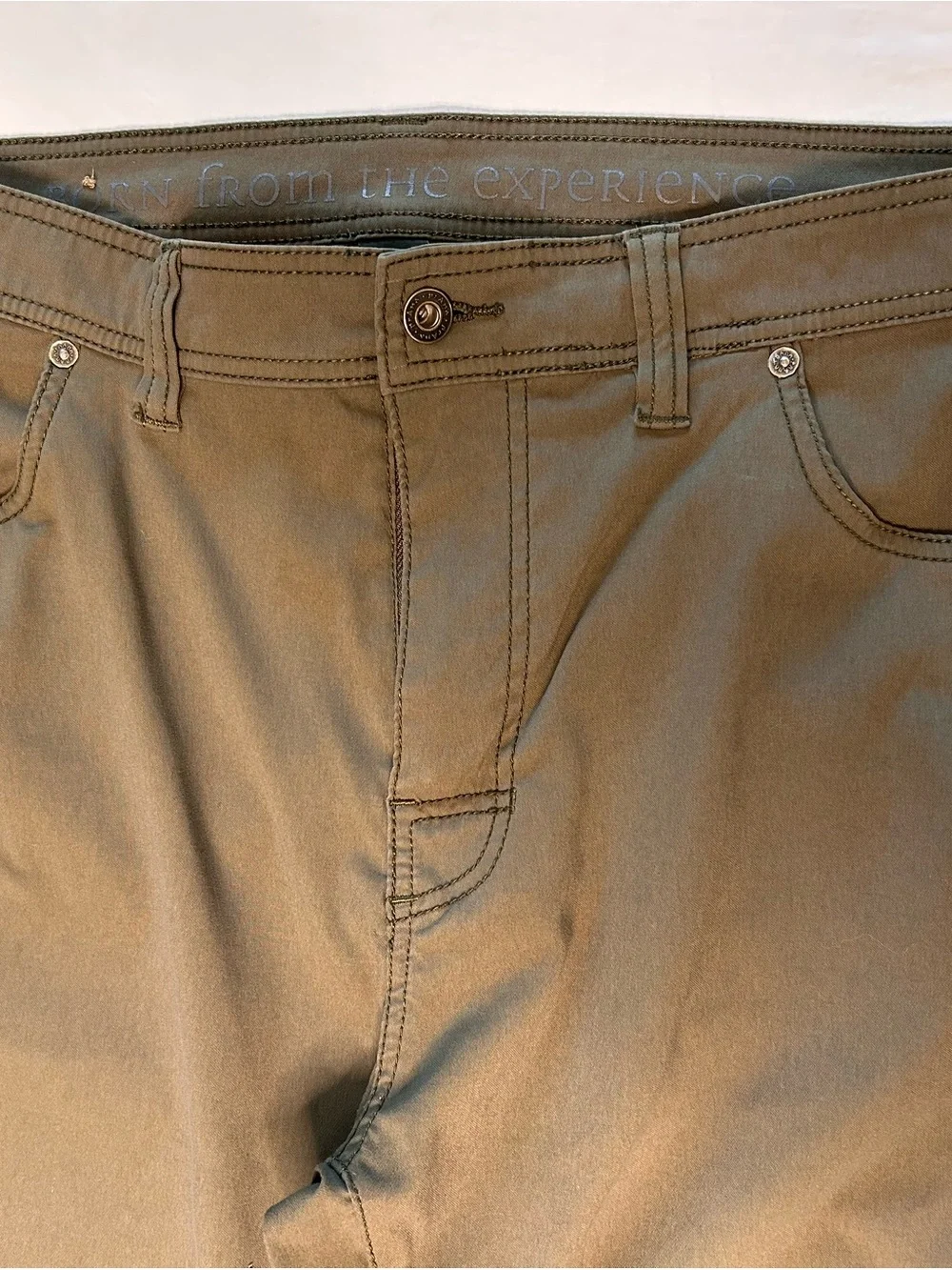 prAna Pants Mens 38x32 Slim Fit Olive Green Stretch Outdoor Travel